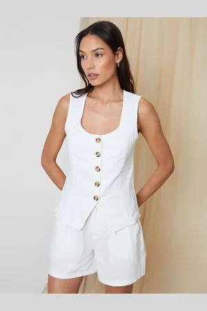 Threadbare Scoop Neck Longline Linen Blend Waistcoat40