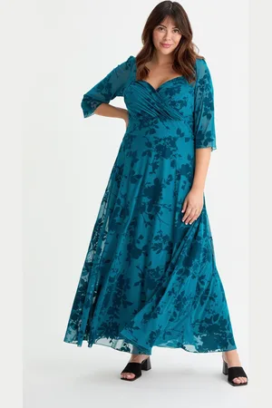 Scarlett & Jo Elizabeth Velvet Flocked Mesh Maxi Gown54