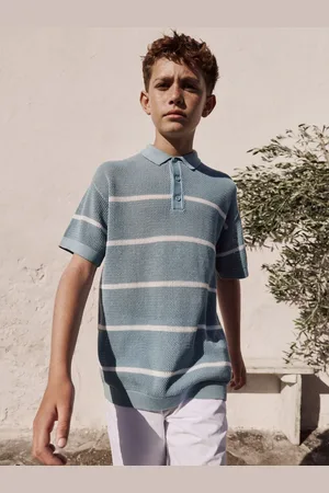Next 100% Cotton Short Sleeve Stripe Knitted Polo Shirt (3-16yrs)7 år (122cm)