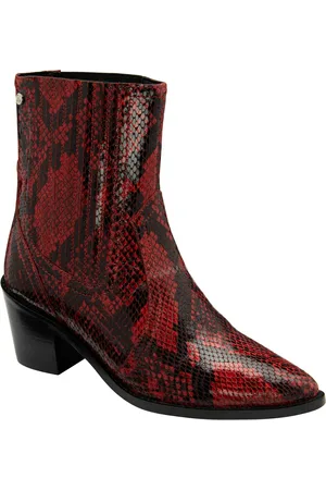 Ravel Snake-Print Leather Ankle Boots