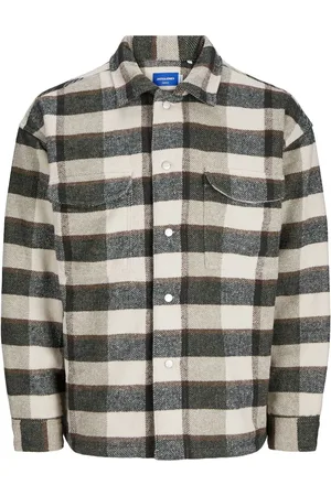 JACK & JONES Checked Teddy Lined Overshirt JacketL