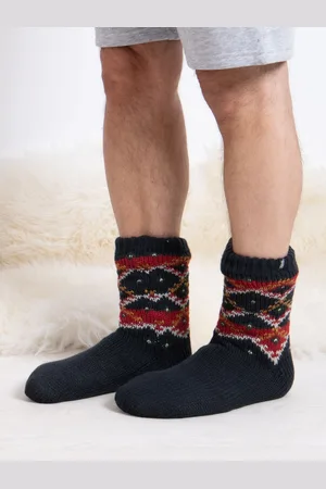 Totes Mens Fairisle Winter Pattern Slipper SocksEN