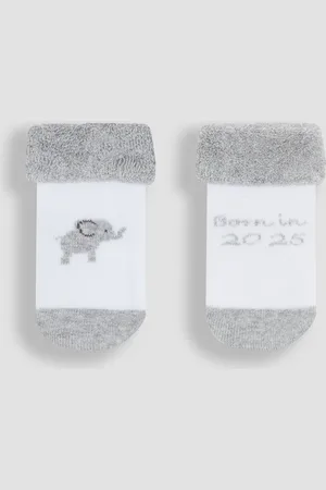 JoJo Maman Bébé 2-Pack Born In 2025 Baby Socks6268cm