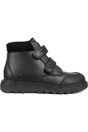 Toezone Levi Boys Rip Tape Black Ankle Boots with Toe Bumper