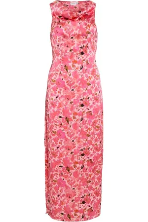 VILA Floral Printed Satin Cowl Neck Maxi Dress40