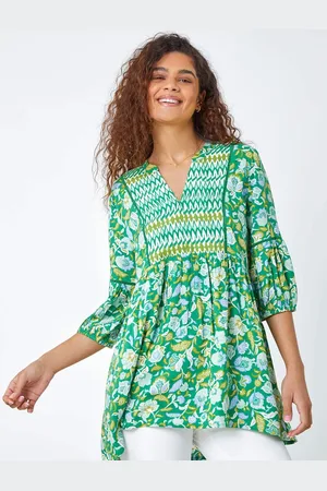 Roman Cotton Abstrakt Blomster Ladder Trim Top40