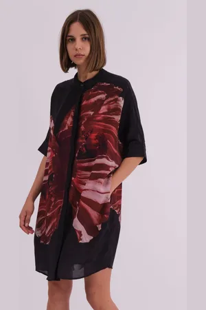Religion Oversized Twist Tunic Dress with Large Leopard Leaf Print46