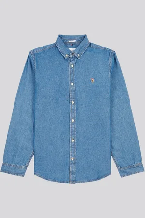 U.S. Polo Assn. U. S. Polo Assn Mens Double Horsemen Chambray Long Sleeve 100% Cotton ShirtL
