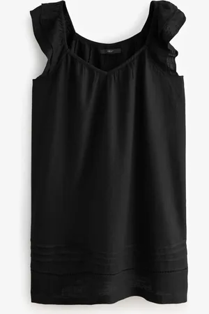 Next V-Neck Ruffle Sleeve Mini Dress with Linen50
