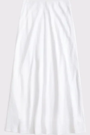 Abercrombie & Fitch Linen Blend Bias Cut Maxi Skirtxlarge