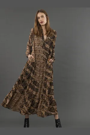 Religion Sunset Maxi Skjortekjole With A Tiered Boho Style Nederdele In Abstract Tryk40