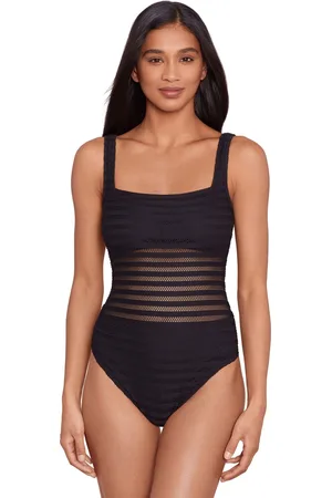 Ralph Lauren Sqaure Neck Mesh Detail Black Swimsuit38