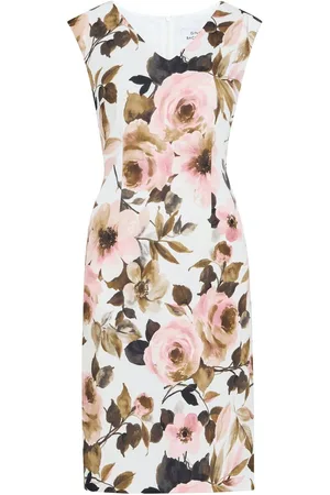 Gina Bacconi Jolene Floral Print Scuba White Dress38