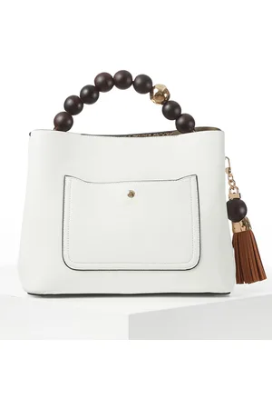 Luella Grey Demi Beaded Handle Cross-Body Tote White Bagen