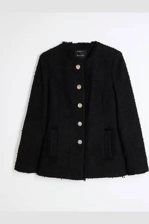River Island Collarless Boucle Jacket36