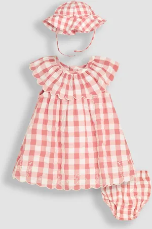 JoJo Maman Bébé 3-Piece Scallop Baby Dress, Knicker & Hat Set8692cm