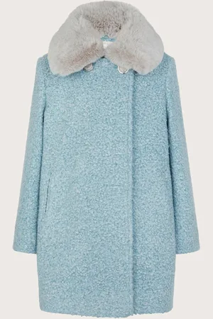 Monsoon Faux Fur Collar Boucle Coat9 - 10 år (134 - 140cm)