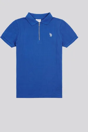 U.S. Polo Assn. U. S. Polo Assn. Boys Stripe Textured Zip 100% Cotton Polo Shirt134140cm