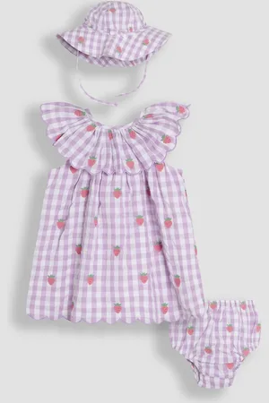JoJo Maman Bébé 3-Piece Scallop Baby Dress, Knicker & Hat Set6268cm