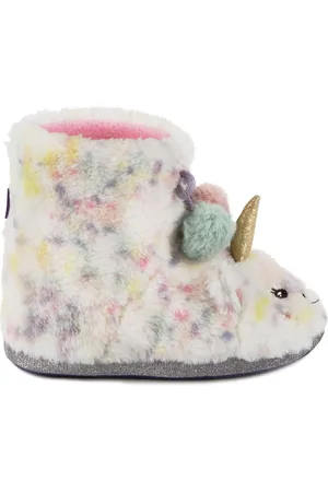 Totes Childrens Unicorn Faux Fur Winter Bootie Slippers