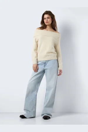 Noisy May Knitted Long Sleeve Off Shoulder JumperL 12