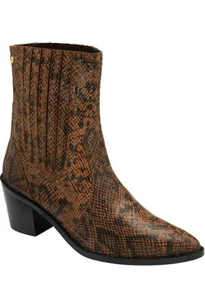Ravel Snake-Print Leather Ankle Boots