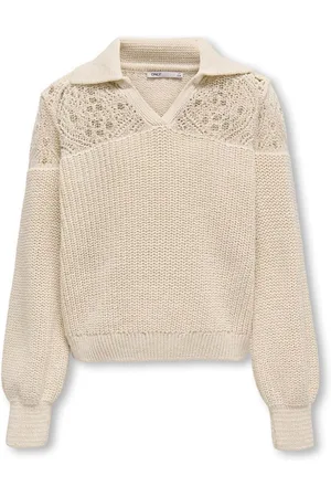 ONLY Cream Long Sleeve Knitted Polo Jumper146152cm