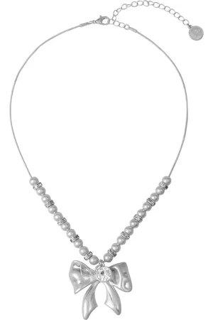 Bibi Bijoux Silver Tone Bow Beaded Necklaceen