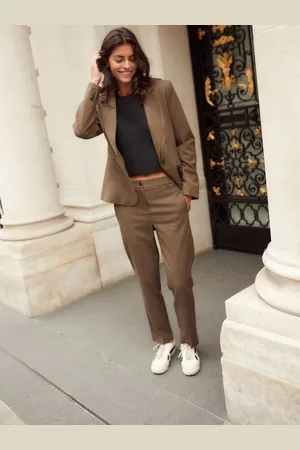 Next Tailored Straight Trousers With Wool50 R
