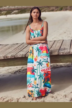 Next Maxi Længde Trapeze Form Ruched Neckline Tynd Vest Strap KjoleM Reg