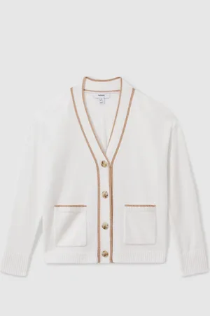 Reiss Juni Wool-Blend Stripe-Detail Cardigan With Cashmere128134cm