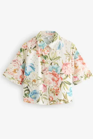 Next Broderie Short Sleeve Button Down 100% Cotton Shirt48