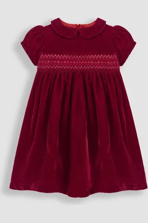 JoJo Maman Bébé Smocked Velvet Party Dress6 - 12 måneder (68 - 80cm)