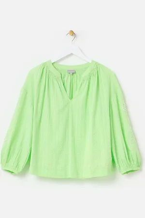Oliver Bonas Embroidered Floral Sleeve 100% Cotton Blouse40