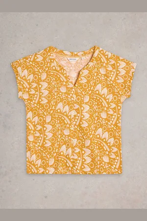 White Stuff Nelly Notch Neck 100% Bomuld T-shirt