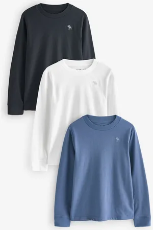 Abercrombie & Fitch Blue Essential Icon Logo Long Sleeves T-Shirt 3 Pack13 - 14 år (158 - 164cm)