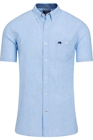 Raging Bull Blue Short Sleeve Classic Linen ShirtM