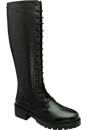 Ravel Leather Round-Toe Zip-Up Knee-High Boots