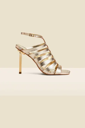 Sosandar Leather Gladiator Square Toe Strap Sandals