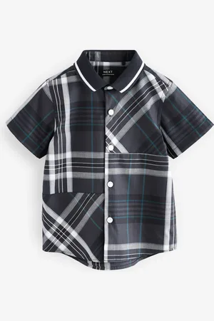 Next 100% Cotton Short Sleeves Check Splice Shirt (3mths-7yrs)9 - 12 måneder (74 - 80cm)