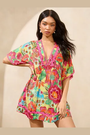 Lipsy London Printed Kaftan with Ric Rac Trimsmall