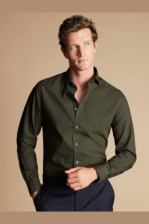 Charles Tyrwhitt Non-iron Poplin Cutaway Slim Fit 100% Cotton Shirt44cm R (UK 17.5 R)
