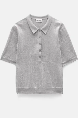 Hush Puppies Clear Sequin Knitted 100% Cotton Polo Shirtxsmall