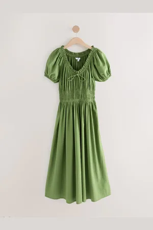 Next Puff Sleeve Seersucker Midi Summer Dress