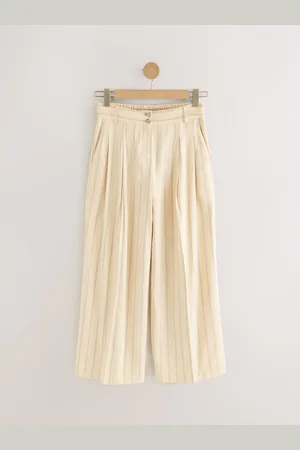 Next Striped Elastic Back Wide Leg Trousers with Linen40lille