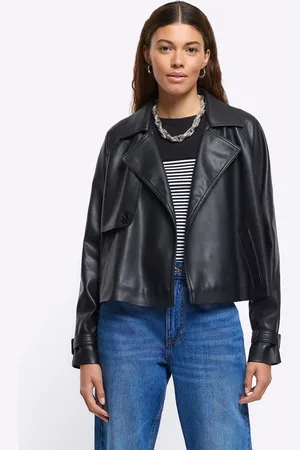 River Island Afkortet Faux Leather Trench JakkeS