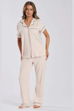Loungeable Rib Jersey Short Sleeve Traditional And Long Pyjamasxlarge