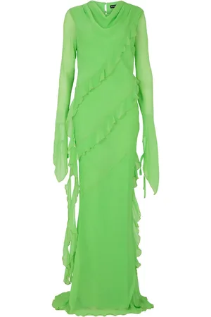 DASKA Circe Maxi Dress With Long Sleeves And Ruffle Detailsxsmall