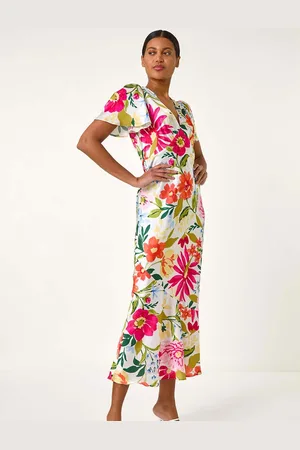 Roman Floral Satin Midi Dress38