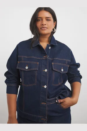 Simply Be Indigo Contrast Stitch Boxy Denim Jacket38